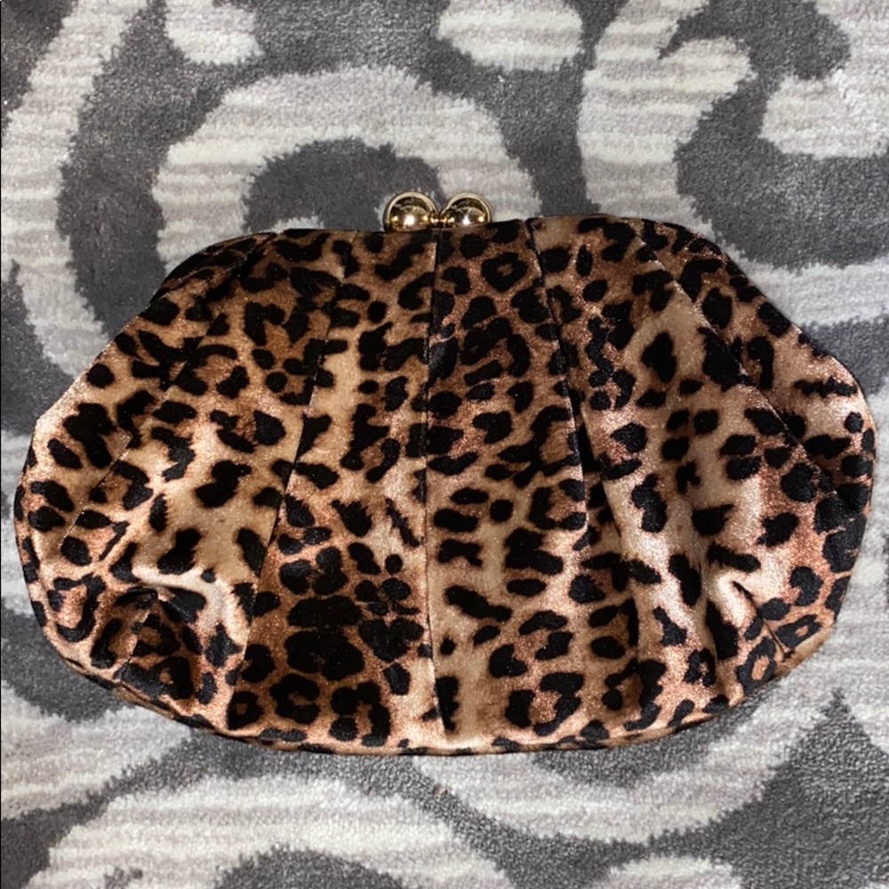 Crushed cheetah velvet clutch